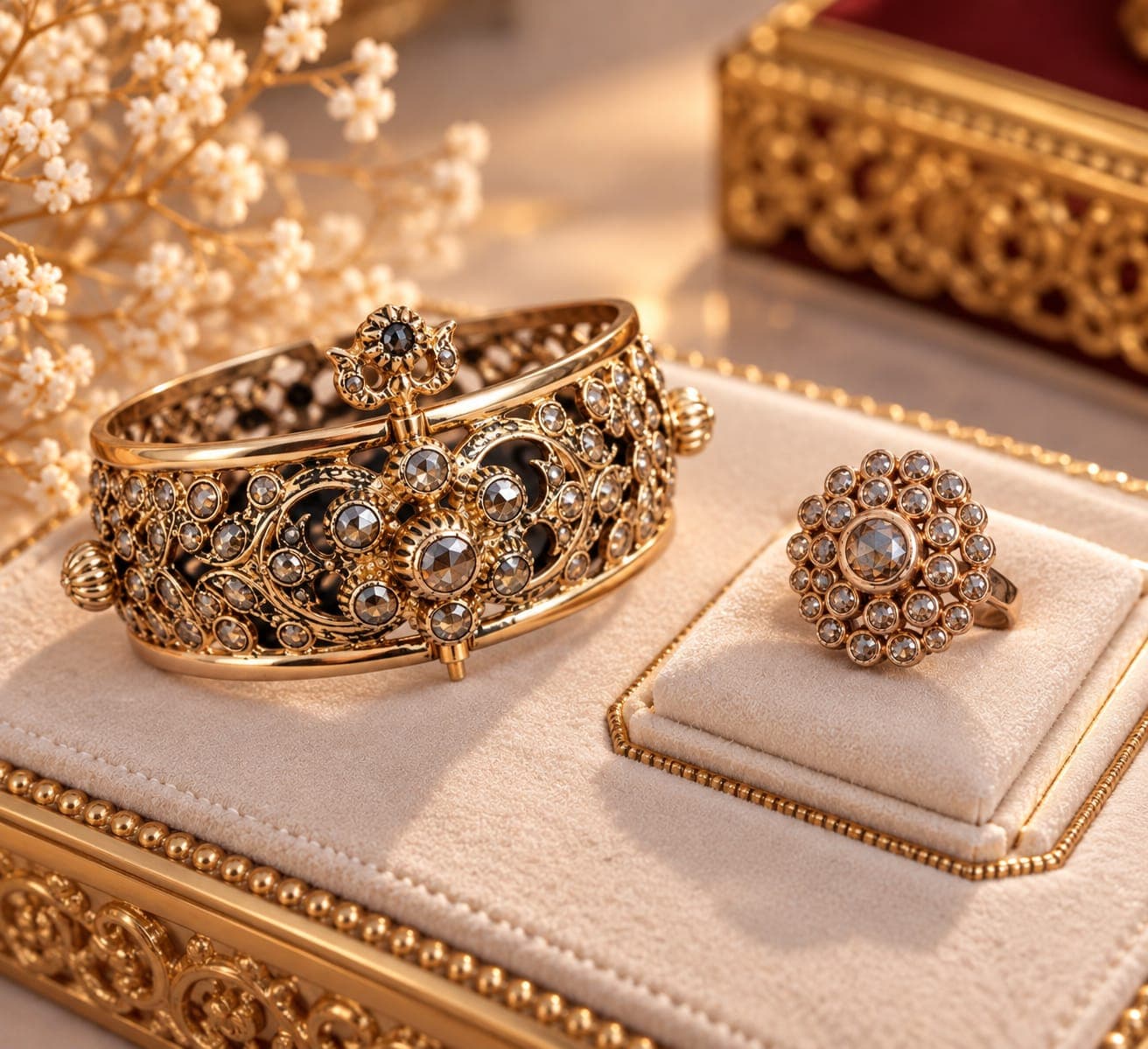 Rosette cuff with sparkling details