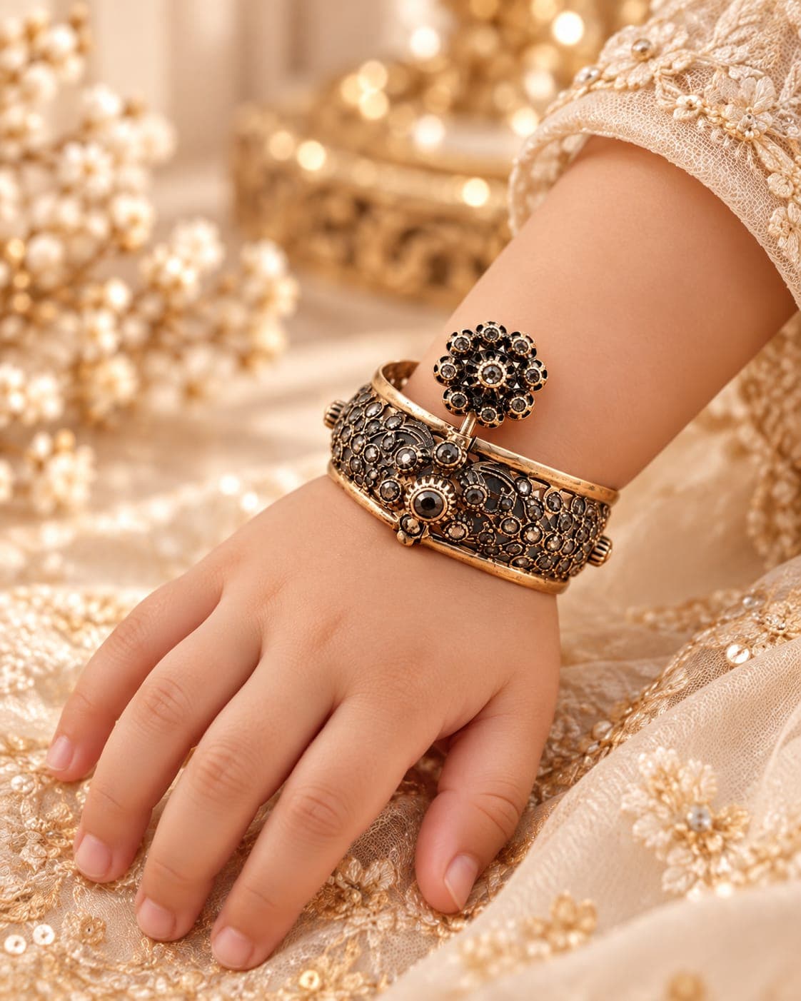 Rosette cuff and ring set
