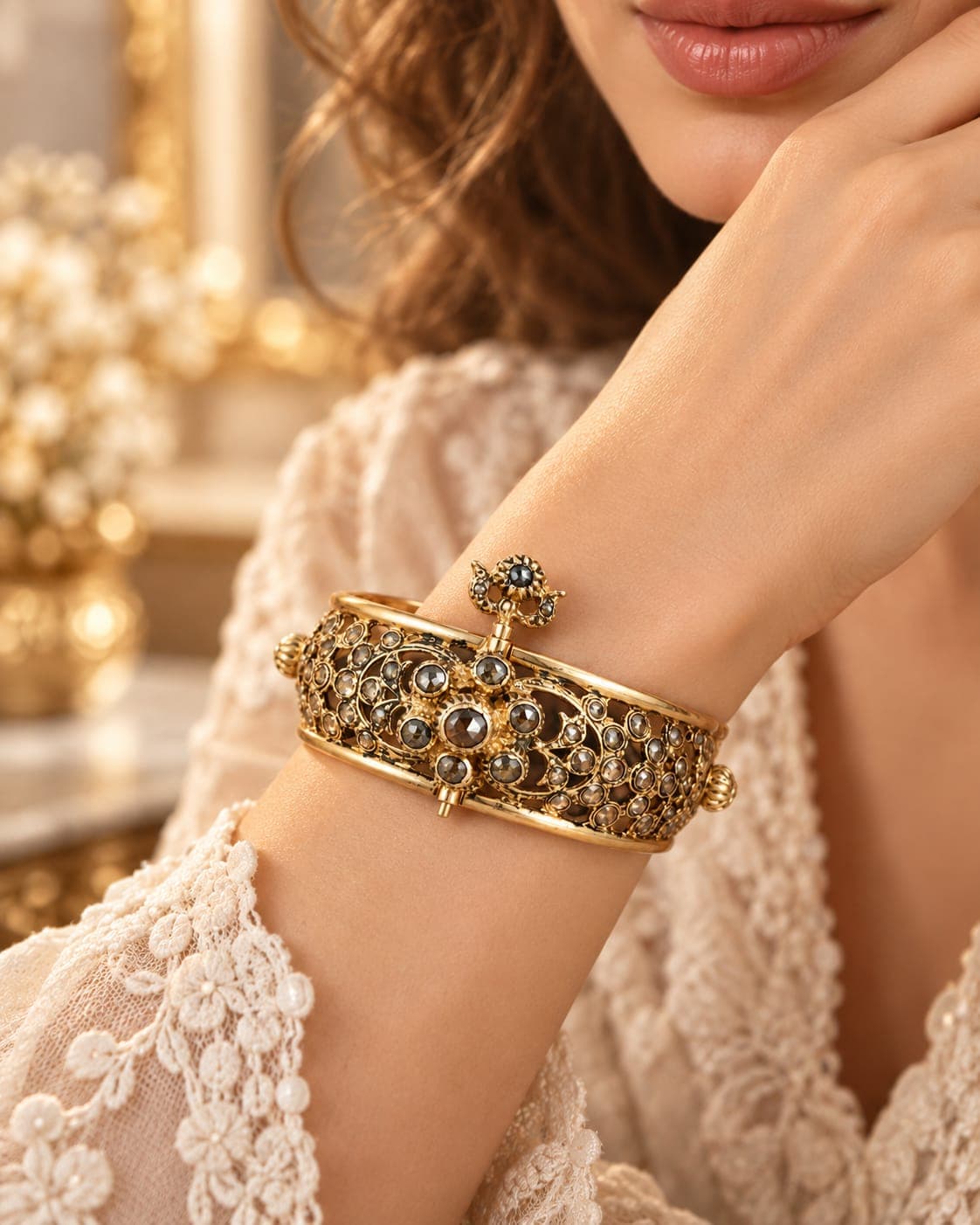 Rosette cuff with sparkling details